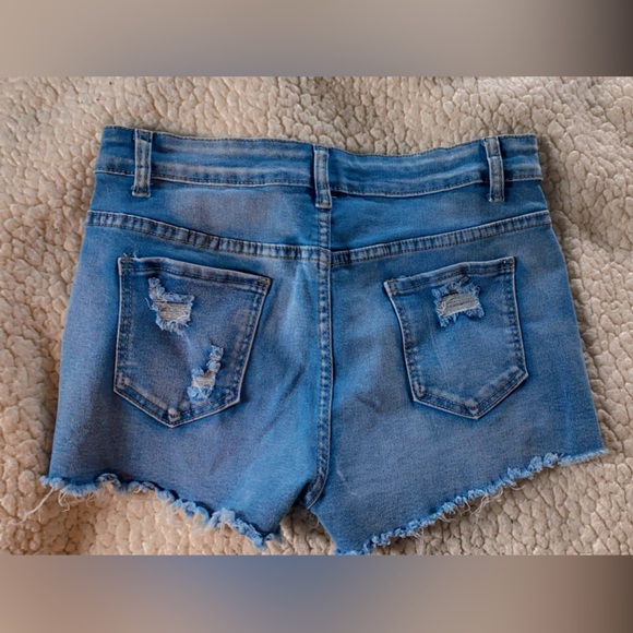 SHEIN Light Blue Distressed Jean Shorts - Picture 3 of 3